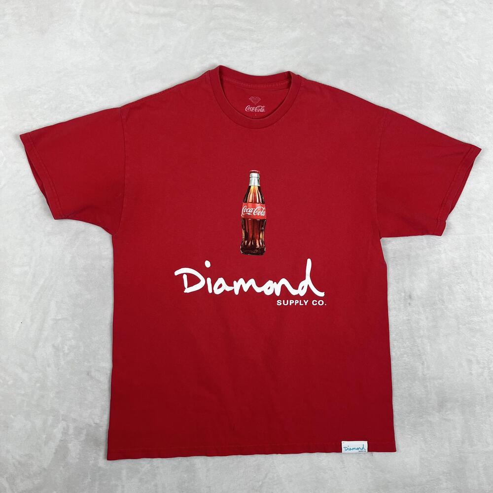 Diamond Supply Co Coca-Cola T-Shirt Mens Large Red Bottle Logo Graphic Tee